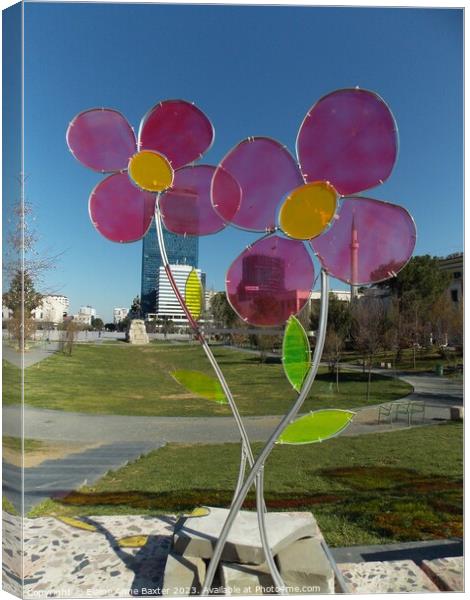 Stained Glass Flower Sculpture  Canvas Print by Elaine Anne Baxter