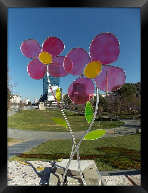 Stained Glass Flower Sculpture  Framed Print by Elaine Anne Baxter