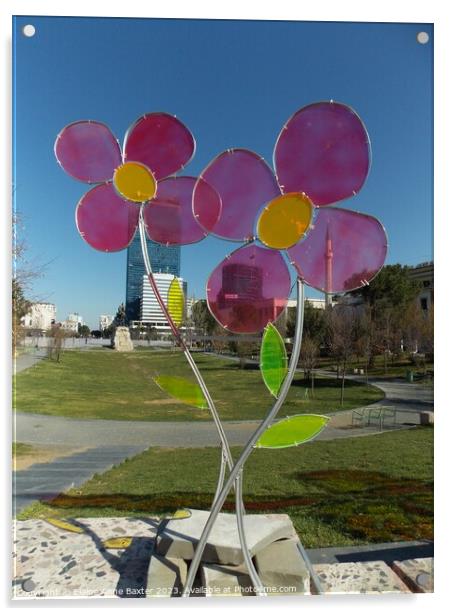 Stained Glass Flower Sculpture  Acrylic by Elaine Anne Baxter