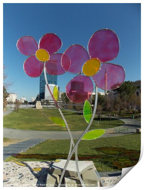Stained Glass Flower Sculpture  Print by Elaine Anne Baxter