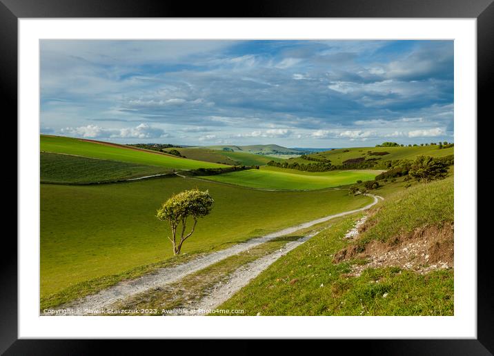 Green Valleys Framed Mounted Print by Slawek Staszczuk