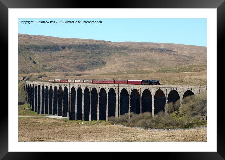 Steam Train Ribblehead Viaduct Framed Mounted Print by Andrew Bell