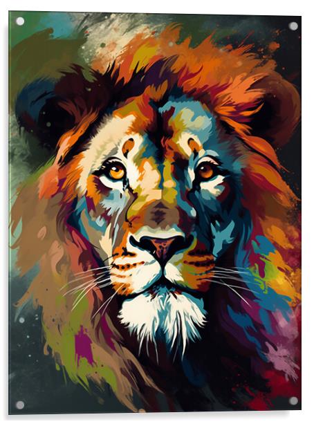 Lion Head Art Acrylic by Picture Wizard