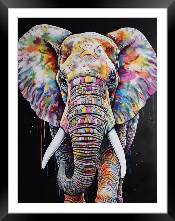 Coloured Elephant Framed Mounted Print by Picture Wizard