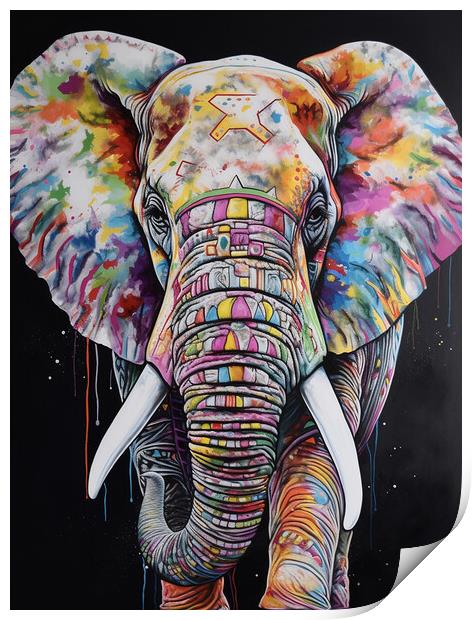 Coloured Elephant Print by Picture Wizard