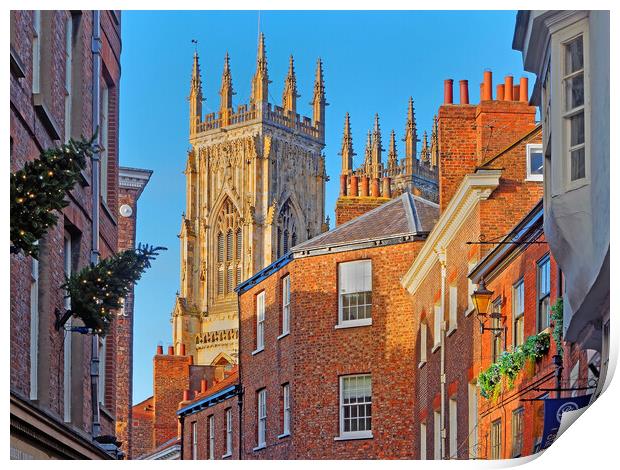 York Minster and Low Petergate Print by Darren Galpin