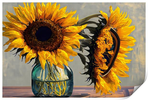 A vase of Sunflowers Print by Glen Allen