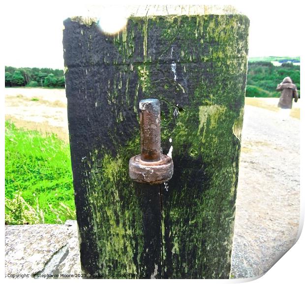 Old gate post Print by Stephanie Moore