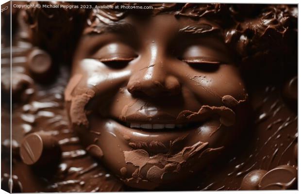 A happy childs face made of chocolate created with generative AI Canvas Print by Michael Piepgras