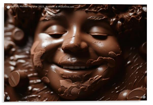 A happy childs face made of chocolate created with generative AI Acrylic by Michael Piepgras