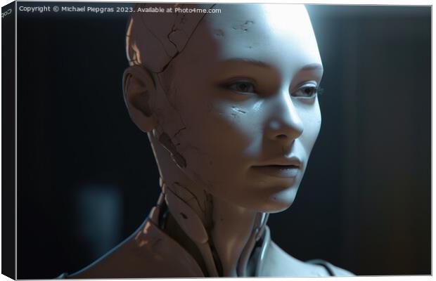 Futuristic female android with cybord technology created with ge Canvas Print by Michael Piepgras