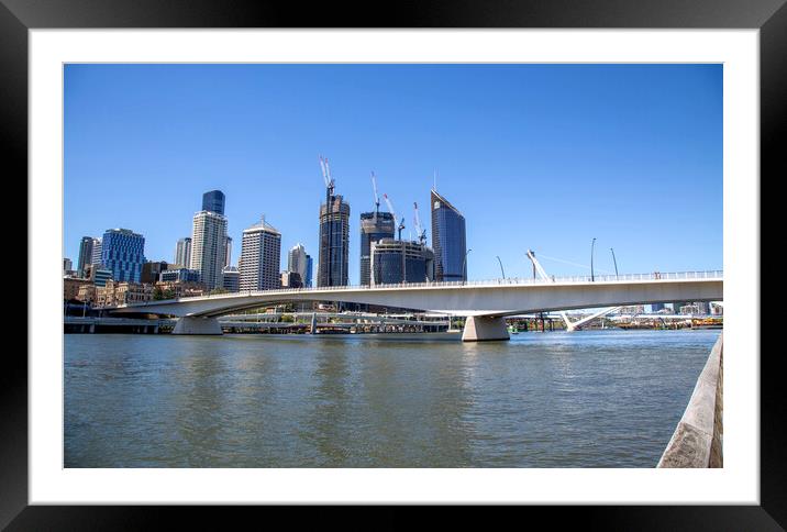 Brisbane Victoria Bridge over the Brisbane River Framed Mounted Print by Antonio Ribeiro