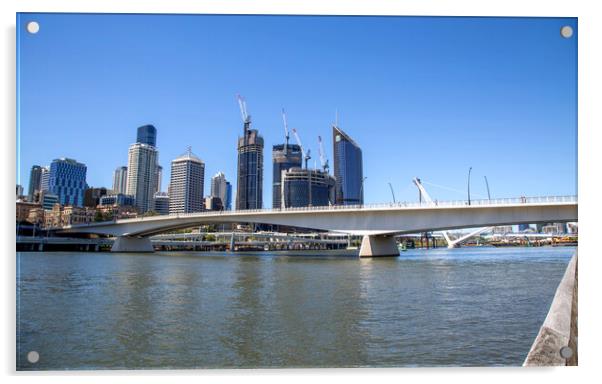 Brisbane Victoria Bridge over the Brisbane River Acrylic by Antonio Ribeiro