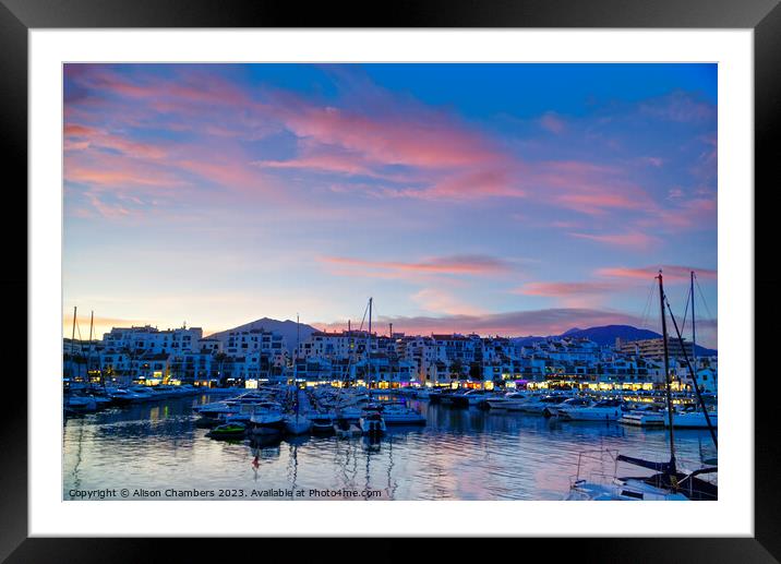 Puerto Banus Marbella  Framed Mounted Print by Alison Chambers