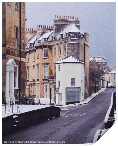 Beautiful River Street in Snow Print by Rowena Ko