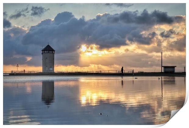 Walking in the Brightlingsea sunset  Print by Tony lopez