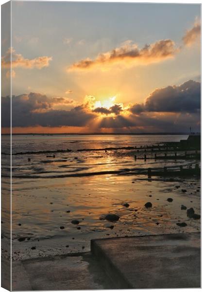 Sunset over Brightlingsea Creek  Canvas Print by Tony lopez