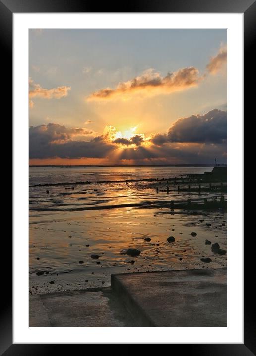 Sunset over Brightlingsea Creek  Framed Mounted Print by Tony lopez