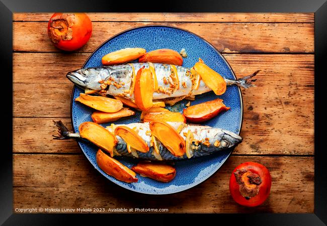 Mackerel fish baked with fruits. Framed Print by Mykola Lunov Mykola