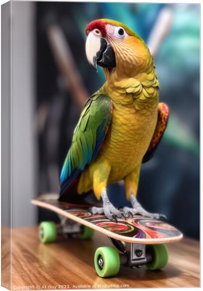 Skateboarding Parrot  Canvas Print by Craig Doogan Digital Art