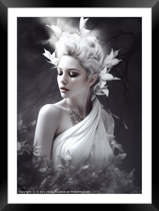 White Fantasy Portrait  Framed Mounted Print by Craig Doogan Digital Art