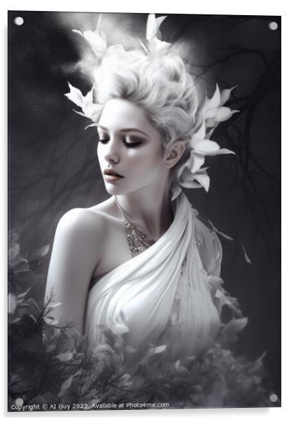 White Fantasy Portrait  Acrylic by Craig Doogan Digital Art