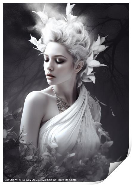 White Fantasy Portrait  Print by Craig Doogan Digital Art