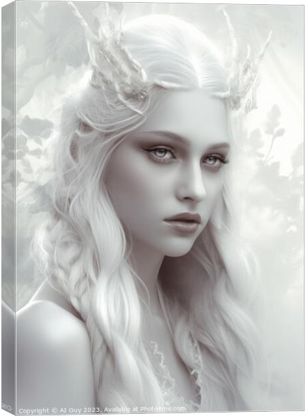 Fantasy Portrait White Tones Canvas Print by Craig Doogan Digital Art