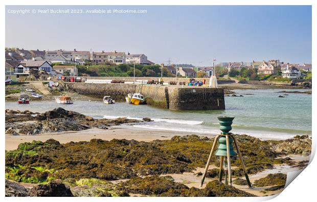 Cemaes Beach and Harbour Isle of Anglesey Wales Print by Pearl Bucknall
