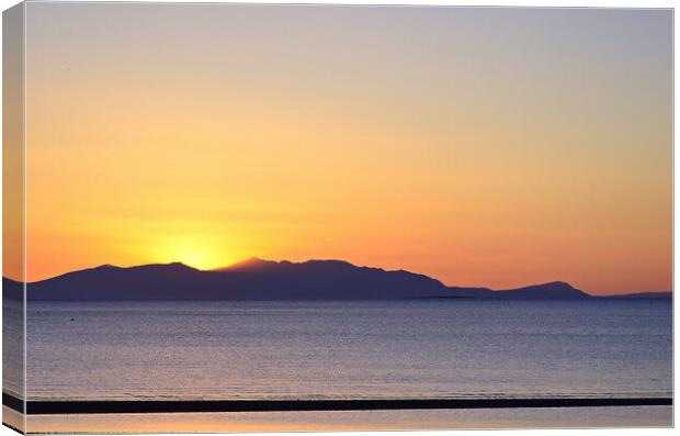 Dramatic sunset over the Arran mountain peaks Canvas Print by Allan Durward Photography