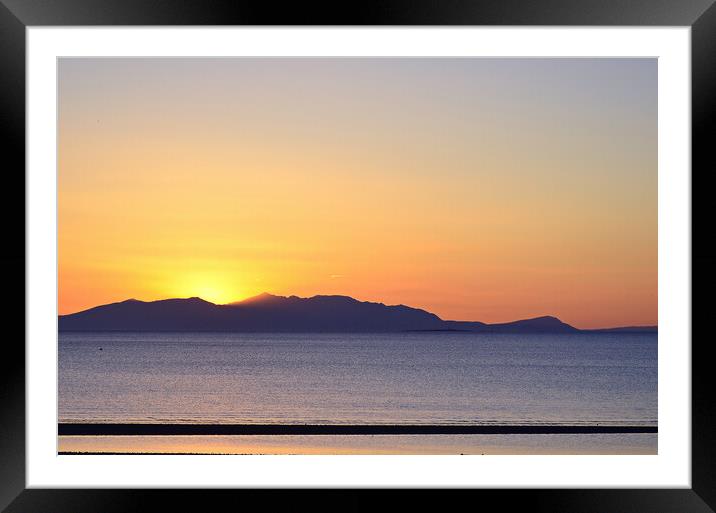 Dramatic sunset over the Arran mountain peaks Framed Mounted Print by Allan Durward Photography