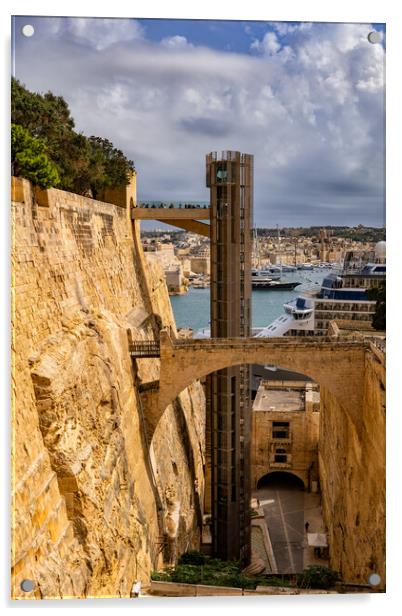 The Barrakka Lift In Valletta Malta Acrylic by Artur Bogacki