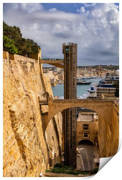 The Barrakka Lift In Valletta Malta Print by Artur Bogacki