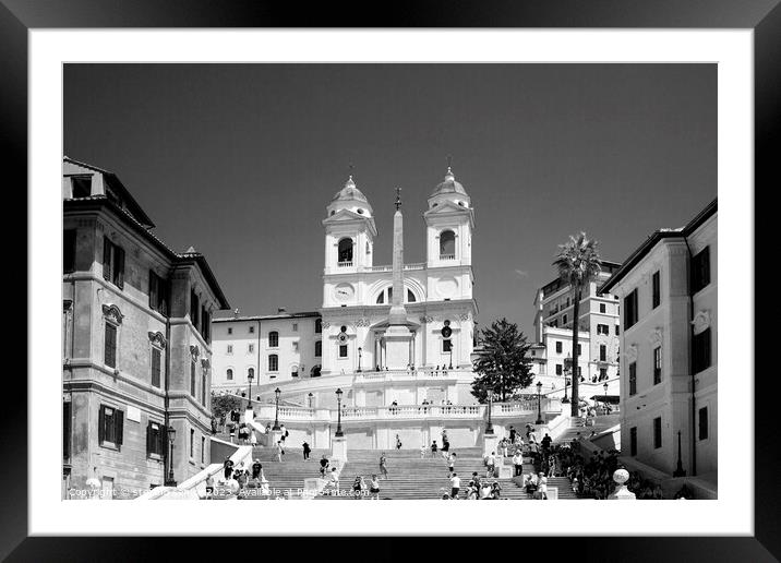 Black and White Spanish Steps - Eternal Rome Framed Mounted Print by Stefano Senise