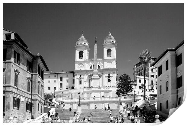 Black and White Spanish Steps - Eternal Rome Print by Stefano Senise