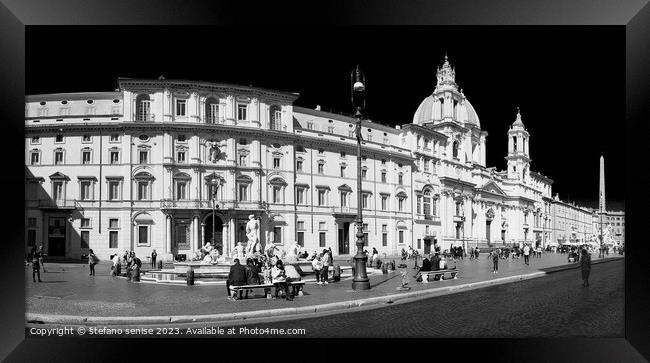 Roma BW - Panorama Of Piazza Navona Framed Print by Stefano Senise