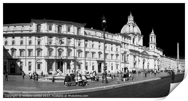 Roma BW - Panorama Of Piazza Navona Print by Stefano Senise