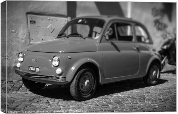 Old FIAT Cinquecento Black and White Canvas Print by Stefano Senise