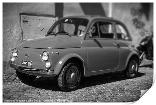 Old FIAT Cinquecento Black and White Print by Stefano Senise