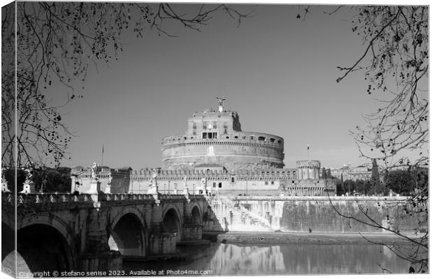 Rome And Castel Sant'angelo BW Canvas Print by Stefano Senise