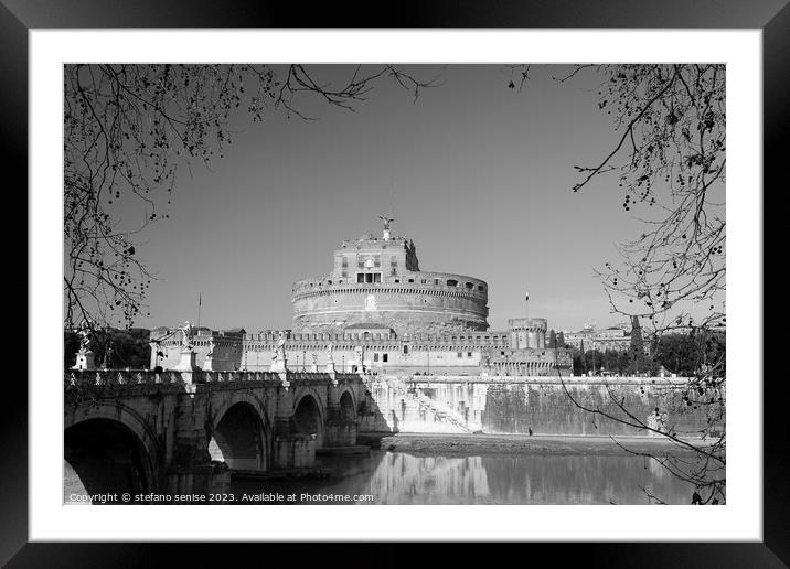 Rome And Castel Sant'angelo BW Framed Mounted Print by Stefano Senise