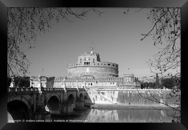 Rome And Castel Sant'angelo BW Framed Print by Stefano Senise