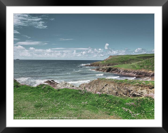 Serene Polzeath Shoreline Framed Mounted Print by Steven King