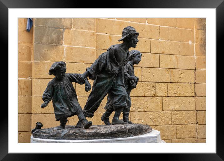 Les Gavroches Statue In Valletta Malta Framed Mounted Print by Artur Bogacki