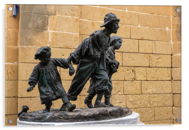 Les Gavroches Statue In Valletta Malta Acrylic by Artur Bogacki