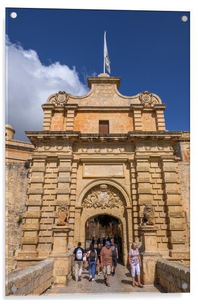 Mdina Gate to the Silent City in Malta Acrylic by Artur Bogacki