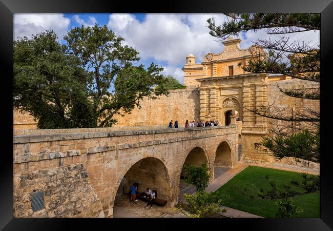 Mdina Gate to the Silent City in Malta Framed Print by Artur Bogacki