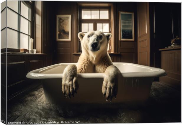 Polar Bear Bath Canvas Print by Craig Doogan Digital Art