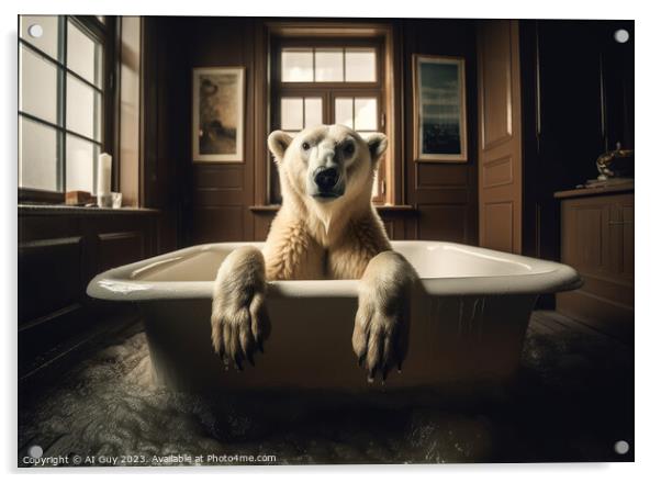 Polar Bear Bath Acrylic by Craig Doogan Digital Art
