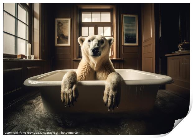 Polar Bear Bath Print by Craig Doogan Digital Art